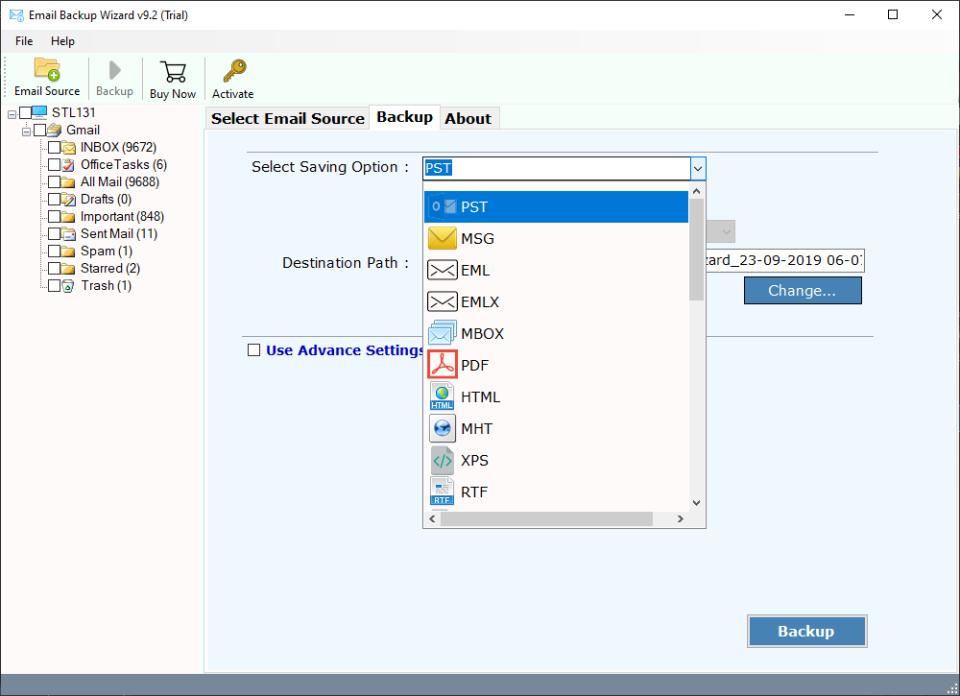 screenshot of ZOOK Email Backup Software